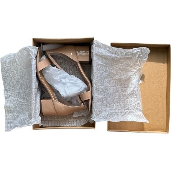 Steve Madden Irene Blush Patent Block Heel Open Toe Sandals Shoes. 8. NEW. - Picture 6 of 9
